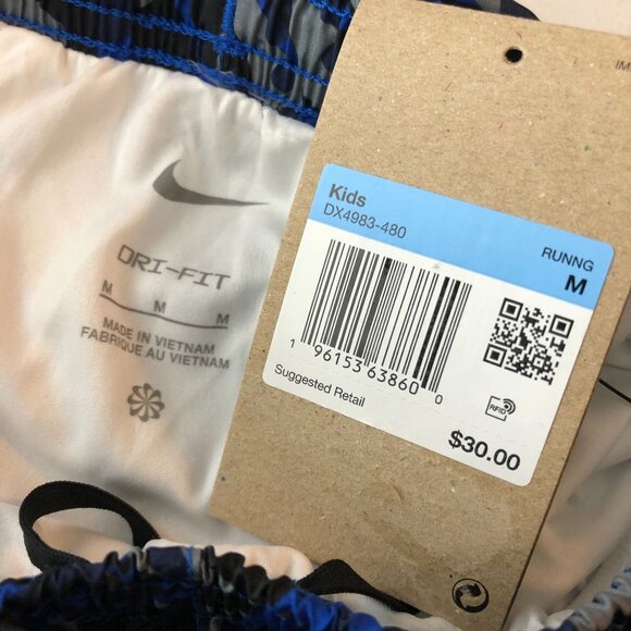 Nike Girls Dri-FIT Tempo Running Shorts Standard Fit Blue/Black Camouflage M - Picture 6 of 7
